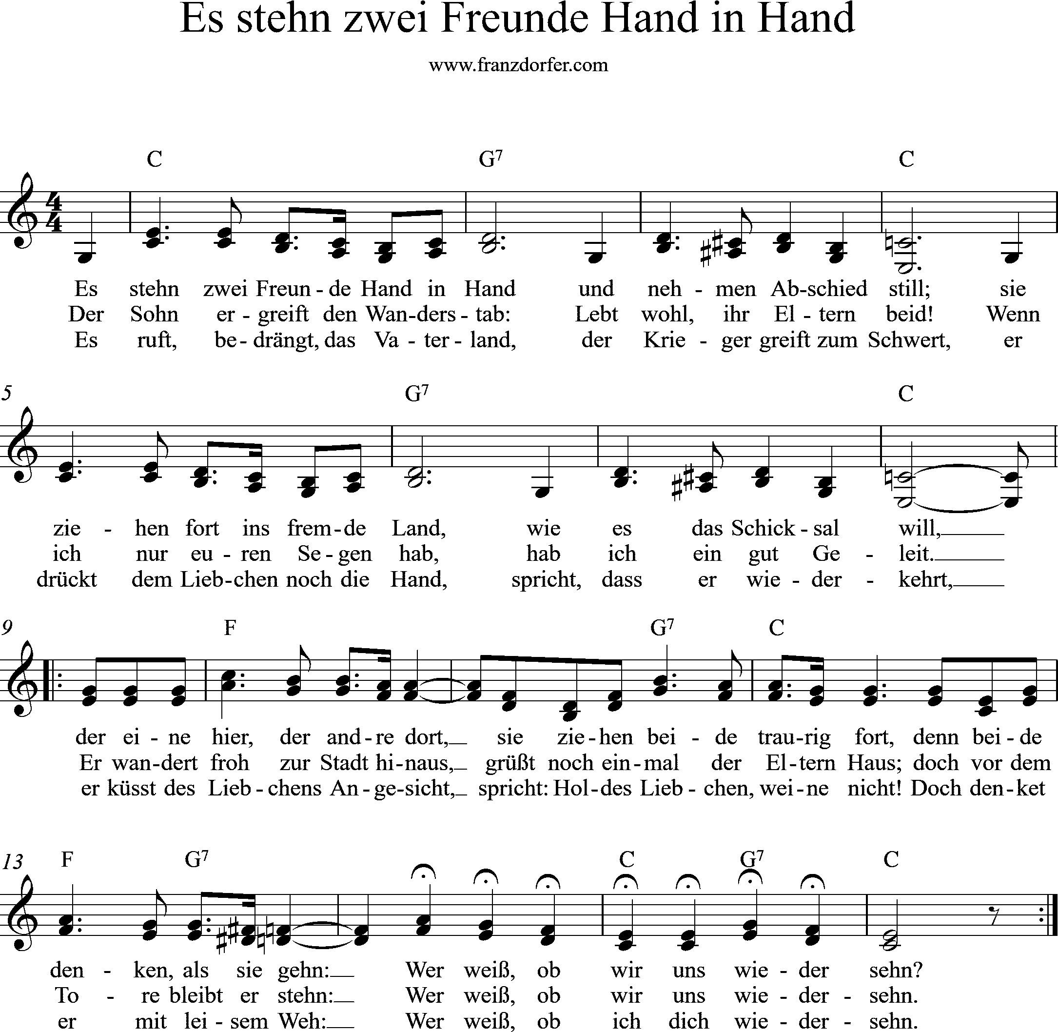 Noten - Wer weiß, ob wir uns wieder sehn